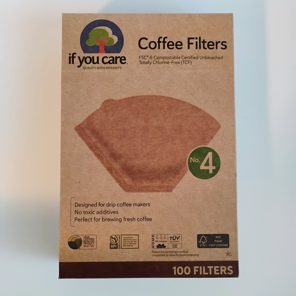 If You Care Coffee Filters No 4 Cone 100 Count Unbleached Chlorine Free New